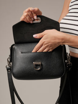 Сумка кожаная через плечо Azaro 3684 черный никель