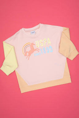 K_z _ocuk A__k Pembe Bisiklet Yaka Sweatshirt