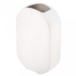 Ваза керамическая "Маска" 1,2л, 14х7,5см h21,8см, горло - 7,3х4,8см, матовая, фактурная глазурь, цвет - белый, в коробке (Китай)