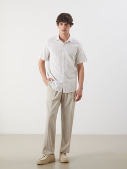 Slim Fit K?sa Kollu Desenli Erkek G?mlek