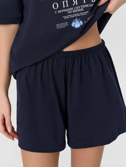 Комплект домашний женский синий с новогодним принтом - Mark formelle фото 7