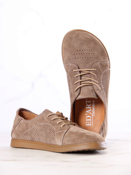 Туфли женские демисезонные с перфорацией 179.Р.астиbr.Серо-коричневая замша/Кожа - Edart фото 7