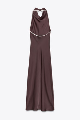 CONTRAST TRIM SATIN MIDI DRESS - Zara фото 16
