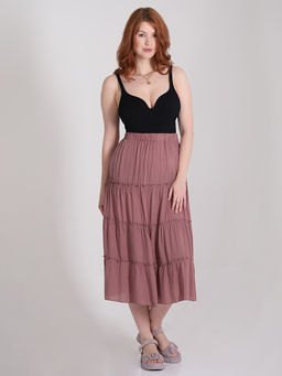 Юбка цвета какао летняя штапель - Almond фото 5