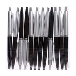 Цена за 12 шт. Ручка шариковая автоматическая Лого. Прано 0.5 мм, стержень синий, корпус чёрный + серебро - Calligrata фото 4