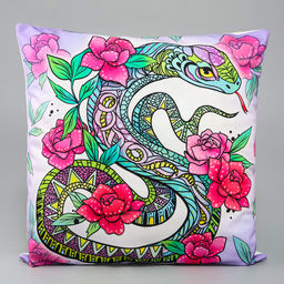Подушка декоративная «Змея в цветах», 40 см, на молнии