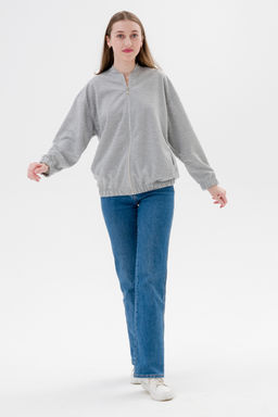 Бомбер из коттон фита серый меланж макси - Амадэль фото 26