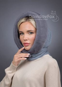Платок Трикотаж Норка Серо-голубая - Davidovfox фото 2