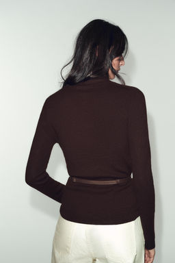 100% WOOL HIGH NECK JUMPER WITH BELT - Zara фото 12