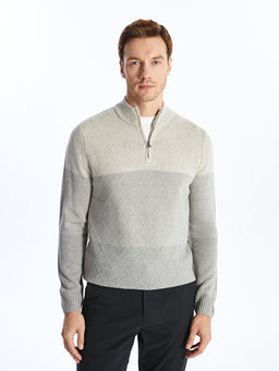 Dik Yaka Uzun Kollu Erkek Triko Kazak