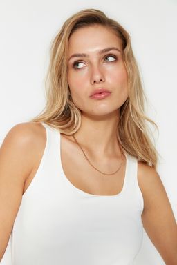 TRENDYOLMILLA Vizon Kare Yaka Fitted/Vucuda Oturan Esnek Orme Atlet TWOSS23AL00037  фото 14