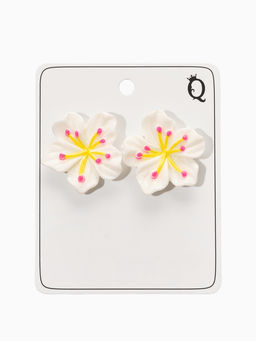 Цена за 2 шт. Серьги пластик "Лилии", цвет белый