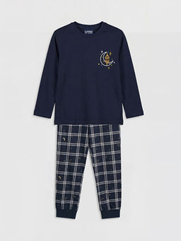 Bisiklet Yaka Bask?l? Erkek ?ocuk Pijama Tak?m