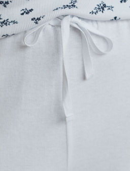 Прямые брюки с поясом на резинке из фактурного трикотажа в рубчик - Vilatte фото 2