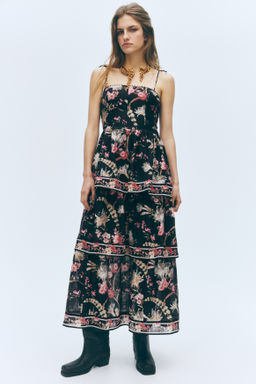 Vestido escalonado en mezcla de lino - H&m фото 6