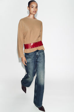 100% STUDDED LEATHER WAIST BELT