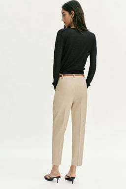 PANTAL?N TIRO ALTO CINTUR?N / Camel claro - Zara фото 5