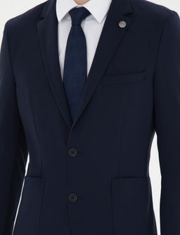 Lacivert Esnek Fit Blazer Ceket