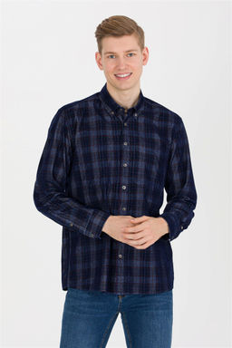 U. S. Polo Assn Мужская темно-синяя рубашка в шотландскую клетку - U.s. polo assn фото 7