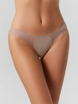 Цена за 2 штуки! Трусы женские слипы кофейные в полоску полоска на кофейном 412004 - Mark formelle фото 2