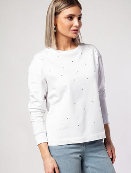 VILATTE / Свитшот со стразами из футера с эластаном  фото 2