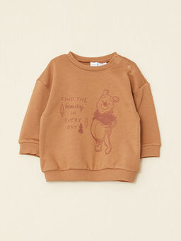 Bisiklet Yaka Uzun Kollu Winnie the Pooh Bask?l? Erkek Bebek Sweatshirt ve E?ofman Alt 2li Tak?m - Waikiki фото 2