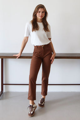 Kahverengi Kemerli Chino Pantolon TWOAW26PL00109