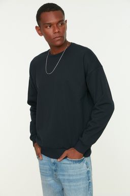 TRENDYOL MAN Lacivert Oversize/Genis Kesim S?rt Bask?l? Ici Polar/S?cak Tutan Pamuk Sweatshirt TMNAW22SW0796 - Trendyolmilla фото 12