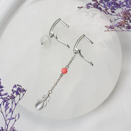 Серьги из Селенита и Коралла