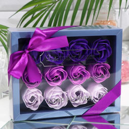 Мыльные розы, фиолетовые оттенки, набор 12 шт.