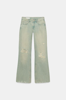 JEANS FLARE TRF TIRO MEDIO ROTOS / Azul / Verde - Zara фото 4