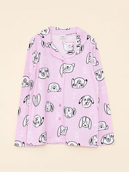 G?mlek Yaka Bask?l? Uzun Kollu K?z ?ocuk Pijama Tak?m? - Waikiki фото 2