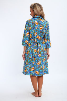 Халат женский из фланели Маша макси цветы