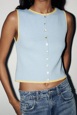 KNIT TOP WITH CONTRAST TRIMS - Zara фото 3