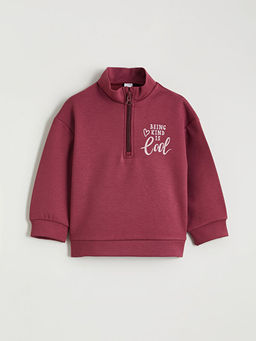 Bask?l? K?z ?ocuk Sweatshirt ve Pantolon 2li