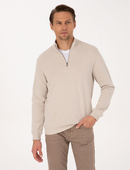 Bej Regular Fit Sweatshirt - Pierre cardin фото 3