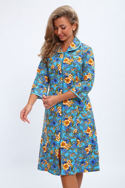 Халат женский из фланели Маша макси цветы