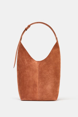 LEATHER MAXI BUCKET BAG WITH HANDLE DETAIL - Zara фото 4