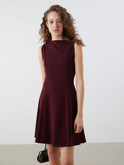 Bisiklet Yaka Peplum Mini Elbise