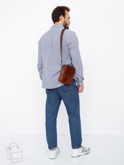 Сумка мужская кожаная 8613S brown Fuzhiniao