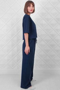 Арт 10804/4 Домашний костюм с брюками 44-52 (5 шт) Цвет:верх-темно-синий, низ-темно-синий