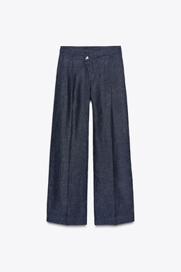 100% LINEN CROSS-WAIST TROUSERS - Zara фото 14