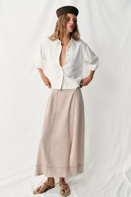 CAMISA CORTA MANGA ANCHA / Blanco