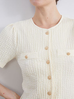 Bisiklet Yaka Dokulu Bluz