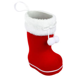 Конфетница Сапожок, с бомбошками, цвет красный