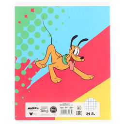 Цена за 20 шт. Тетрадь в клетку 24 листа, 5 видов МИКС, обложка мелованная бумага, «Минни Маус»