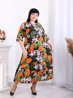 Платье больших размеров с тропическим принтом