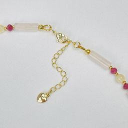 Колье из Розового кварца, Селенита и Турмалина 37 см +