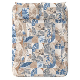 Простыня 2-х спальная на резинке "Калейдоскоп" флора 140х200см, свесы 27см, поплин 115г/м2, хлопок 100%, упаковка "классическая" ПВХ 28х41см, "Домашняя мода" (Россия)