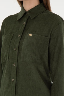 Женская бархатная рубашка цвета хаки с длинным рукавом Неожиданная скидка в корзине - U.s. polo assn фото 7